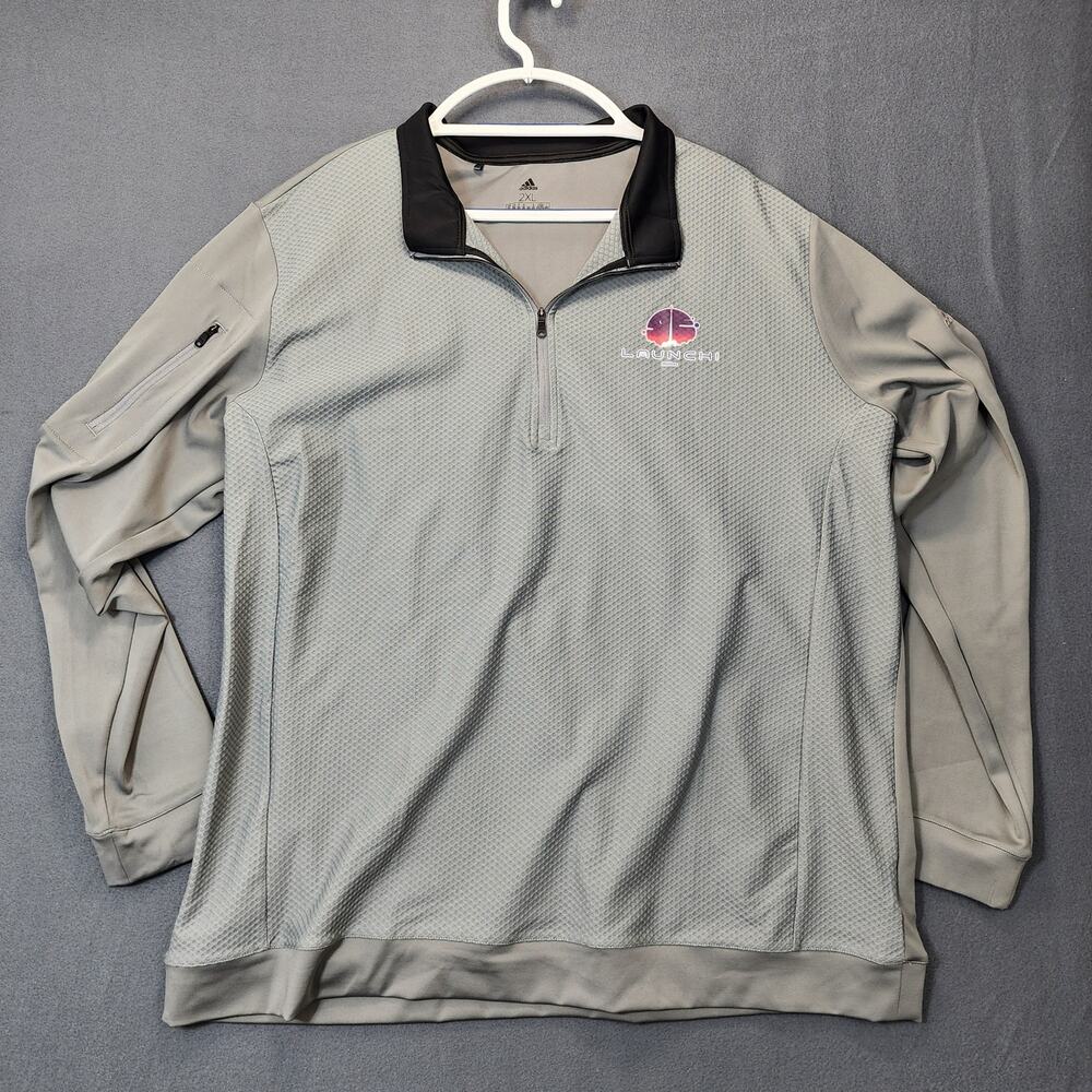 Adidas Mens Shirt 2XL Grey Launch Pro Forma Performance 1/4 Zip Long Sleeve Golf